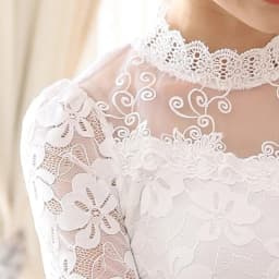 Women's Lace Tees Long Sleeve Bottoming Shirts Fleece Warm Underwear Hollow Mesh Stand-up Collar Tops Lady Slim Chiffon Blouses
