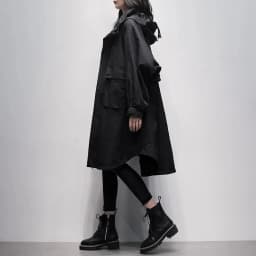 Autumn 2026 New Korean Version of Black Hooded Long Sleeve Leisure With Loose and Slimming Long Trench Coat For Women to Commute
