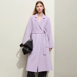 AMII Minimalist Wool Coat For Women 2024 Winter Blazer Collar With Belt Vintage Korean Fashion Long Blends Jacket 12424102