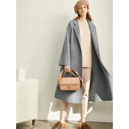AMII Minimalist Wool Coat For Women 2024 Winter Blazer Collar With Belt Vintage Korean Fashion Long Blends Jacket 12424102