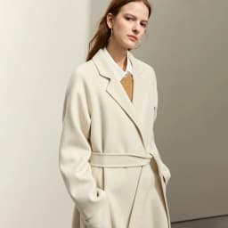 AMII Minimalist Wool Coat For Women 2024 Winter Blazer Collar With Belt Vintage Korean Fashion Long Blends Jacket 12424102