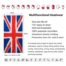 UK Union Flag Neck Tube Bandana Great Britain Headwear Seamless Neck Gaiter Headwrap Face Mask England Flag Print Cycling Scarf