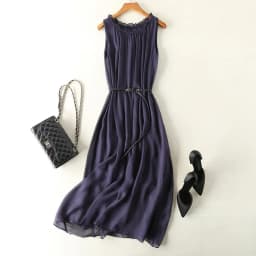 Tcyeek100%mulberry Silk Dress Women Korean Summer Dresses Sleeveless Beach Dress Womans Clothing Ladies Dresses Vestido Feminino