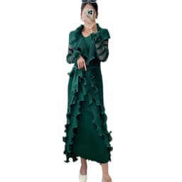 Miyake Women's Dress Women's Fall 2024 New Ruffle Edge Solid Color Versatile Elegant Tank Top Dress Pleated Windbreaker