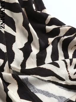 XNWMNZ New women fashion slim linen blended zebra pattern slit skirt female elegant chic casual skirt