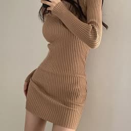 Xpqbb 2025 Fall Winter Skinny Knitted Dress Women Black Sexy Bodycon Mini Dresses Female Elegant Slim Long Sleeve Sweater Dress
