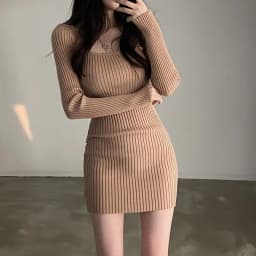 Xpqbb 2025 Fall Winter Skinny Knitted Dress Women Black Sexy Bodycon Mini Dresses Female Elegant Slim Long Sleeve Sweater Dress