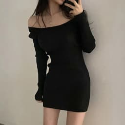 Xpqbb 2025 Fall Winter Skinny Knitted Dress Women Black Sexy Bodycon Mini Dresses Female Elegant Slim Long Sleeve Sweater Dress