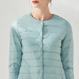 Women's Ultralight Down Liner Jacket, Collarless Packable Puffer Coat, Warm Thin Winter Layer, O-Neck Portable Padded Parka