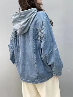 Amax luluE Spring Fashion Denim Hoodies Womens Vintage Hooded Classic Loose Sweatshirts Ladies Harajuku Leisure Korean Clothes