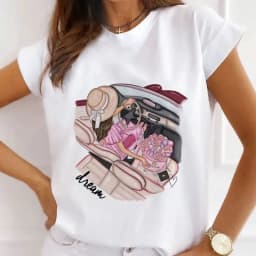 African Women's New Fashion City Girl Half Sleeve Basic Cute Clothes T-shirt Graphic T Shirts Y2k Tops Harajuku Vintage Tee