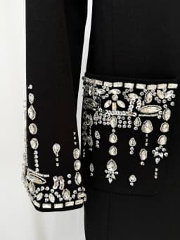 HIGH STREET Newest 2026 Designer Fashion Women's Long Sleeve Notched Collar Rhinestone Diamonds Beading Maxi Long Dress