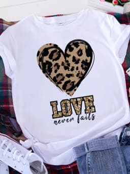Brave Soul L American Retro Letters Love White T-shirt Women Short Sleeve Round Neck Loose Large Size Casual Top Oversized