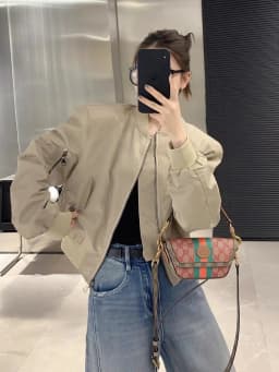 Women Bomber Jacket Zipper Long Sleeve Coat Spring Autumn Cropped Jacket Sweatshirt Pocket Patchwork Tops Loose Casual Outerwear