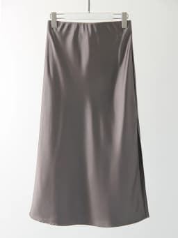 Women Green Midi Skirts A Line With Slit Office High Waist Women's Satin Skirts Elastic Waist Solid Silk Slit Skirts For Women