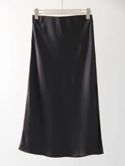 Women Green Midi Skirts A Line With Slit Office High Waist Women's Satin Skirts Elastic Waist Solid Silk Slit Skirts For Women