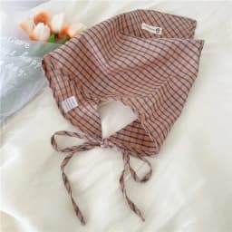 Cotton and Linen Triangle Scarves Scarf Plaid Bandanas Turban with Strap Rope Spring Summer Autumn Head Wrap Headscarf for Women