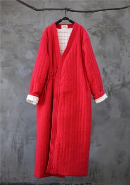 Winter Women Long Cotton Coat Vintage Parkas Loose Cardigan Robe Long Sleeve Lace-up Solid Warm Black Red Winter Clothes New