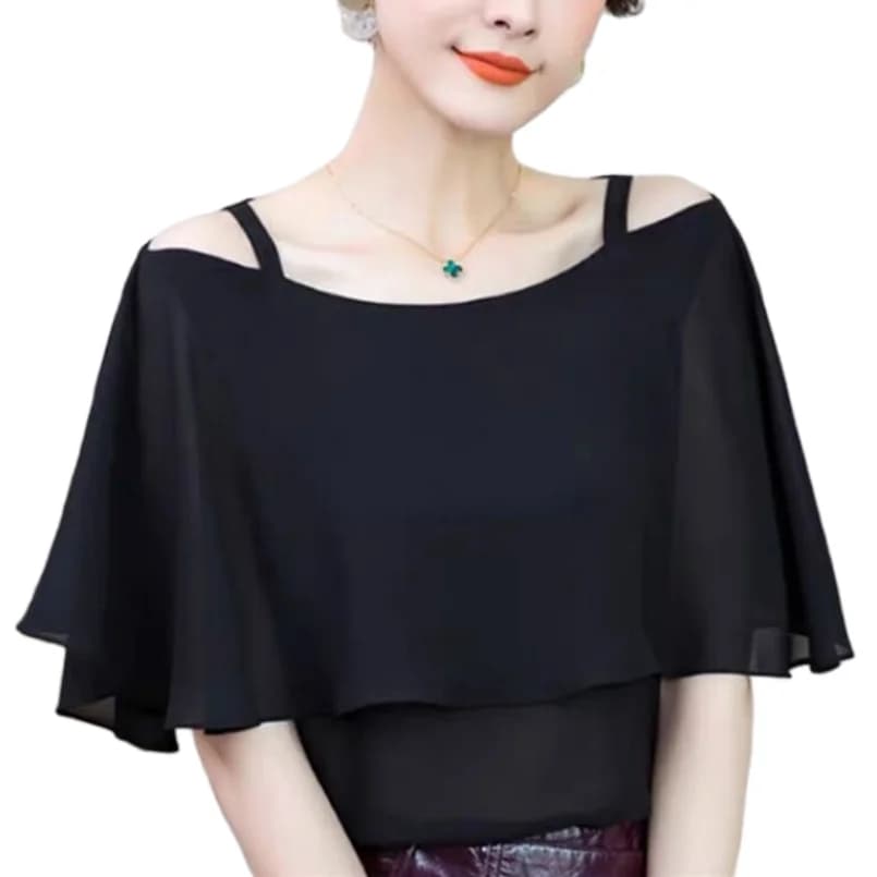 Summer Solid Chiffon Tops Ladies Blouse Office Lady Women' Clothing New Fashion Ruffles Casual Female Shirt -
