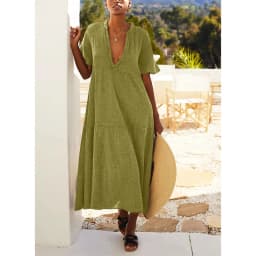 Original Muslin 100% Cotton Gauze Elegant Pretty Women Dresses Sexy V-Neck Long Party Dress Ladies Dresses Sale Summer Sundress
