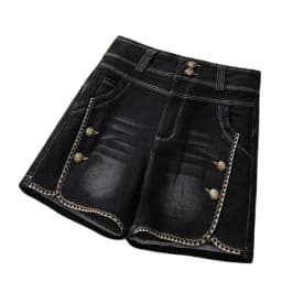 Stretch Denim Shorts Women's New Summer Thin Korean High Waist Straight Tube A-line Hot Pants Black Blue Casual Female Shorts