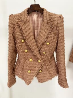 HIGH STREET Newest 2026 A/W Designer Jacket Women's Classic Lion Buttons Tassel Fringed Tweed Blazer