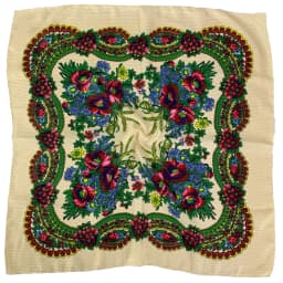 70cm Gold Thread Floral Printed Russian Scarf Ukrainian Shawl Babushka Square Bandana Female Head Wrap Scarf