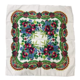 70cm Gold Thread Floral Printed Russian Scarf Ukrainian Shawl Babushka Square Bandana Female Head Wrap Scarf