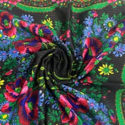 70cm Gold Thread Floral Printed Russian Scarf Ukrainian Shawl Babushka Square Bandana Female Head Wrap Scarf