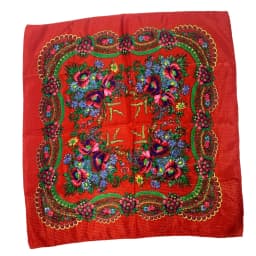 70cm Gold Thread Floral Printed Russian Scarf Ukrainian Shawl Babushka Square Bandana Female Head Wrap Scarf