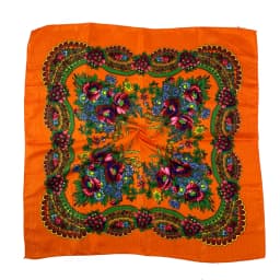 70cm Gold Thread Floral Printed Russian Scarf Ukrainian Shawl Babushka Square Bandana Female Head Wrap Scarf