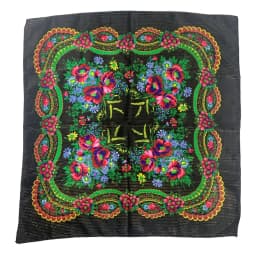 70cm Gold Thread Floral Printed Russian Scarf Ukrainian Shawl Babushka Square Bandana Female Head Wrap Scarf