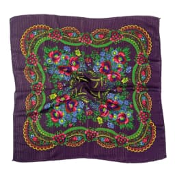 70cm Gold Thread Floral Printed Russian Scarf Ukrainian Shawl Babushka Square Bandana Female Head Wrap Scarf