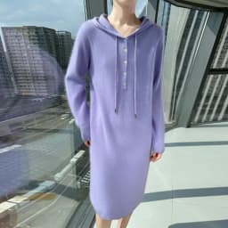 New women's hooded dress long sleeved knitted fashionable elegan sweater solid color pullover women's 100% mink cashmere dress