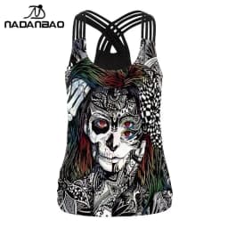 NADANBAO 2025 Summer Women Sling Top Shirt Hallowenn Gothic Witchy Print Street Style Tank Tops Sleeveless Slim Sexy Vest Female