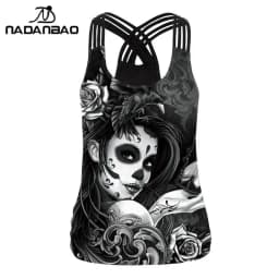 NADANBAO 2025 Summer Women Sling Top Shirt Hallowenn Gothic Witchy Print Street Style Tank Tops Sleeveless Slim Sexy Vest Female