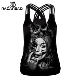 NADANBAO 2025 Summer Women Sling Top Shirt Hallowenn Gothic Witchy Print Street Style Tank Tops Sleeveless Slim Sexy Vest Female