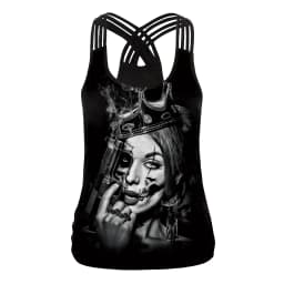 NADANBAO 2025 Summer Women Sling Top Shirt Hallowenn Gothic Witchy Print Street Style Tank Tops Sleeveless Slim Sexy Vest Female