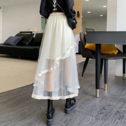 Y2K Women Mesh Skirt Korean Irregular Patchwork A Line Midi Skirt Gothic Female Summer All Match Ball Gown Skirts New