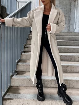 2025 Turn-Down Collar PU Leather Women Long Jacket Autumn Winter Thick Warm Outerwear Solid Belt Streetwear Coats Dropshipping
