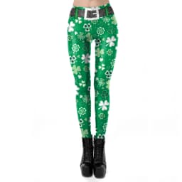 VIP FASHION St.Patrick's Day Festival Style Pants Women's Printed Elastic Christmas Skinny Leggings Gothic Fitness Slim Pant