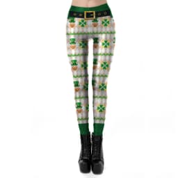 VIP FASHION St.Patrick's Day Festival Style Pants Women's Printed Elastic Christmas Skinny Leggings Gothic Fitness Slim Pant