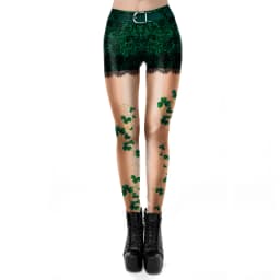 VIP FASHION St.Patrick's Day Festival Style Pants Women's Printed Elastic Christmas Skinny Leggings Gothic Fitness Slim Pant