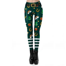 VIP FASHION St.Patrick's Day Festival Style Pants Women's Printed Elastic Christmas Skinny Leggings Gothic Fitness Slim Pant