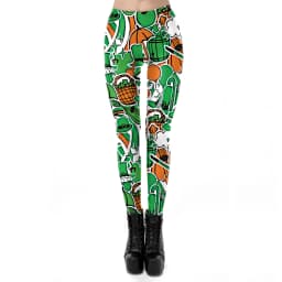 VIP FASHION St.Patrick's Day Festival Style Pants Women's Printed Elastic Christmas Skinny Leggings Gothic Fitness Slim Pant