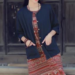 Women Casual Three Quarter Sleeve Cotton Linen Loose Blouse Spring Summer Vintage Shirt Tops Cardigan Camisas Ropa Mujer