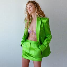 HIGH STREET Newest 2026 S/S Designer Runway Suit Set Women's Double Breasted Straght Satin Blazer Mini Skirt Suit