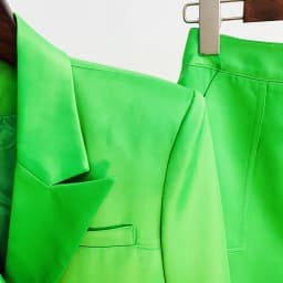 HIGH STREET Newest 2026 S/S Designer Runway Suit Set Women's Double Breasted Straght Satin Blazer Mini Skirt Suit