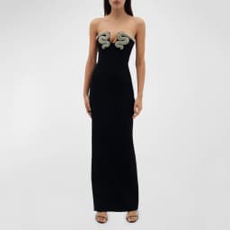 2024 Elegant Strapless Bandage Dress Sexy Beading Bodycon Clothes Celebrity Evening Party Long Dresses