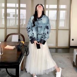 Chic Denim Jacket Women's Outwear 2026 Spring Autumn New Chinese Loose Embroidered Plus Size 3XL Jeans Short Coat Tops